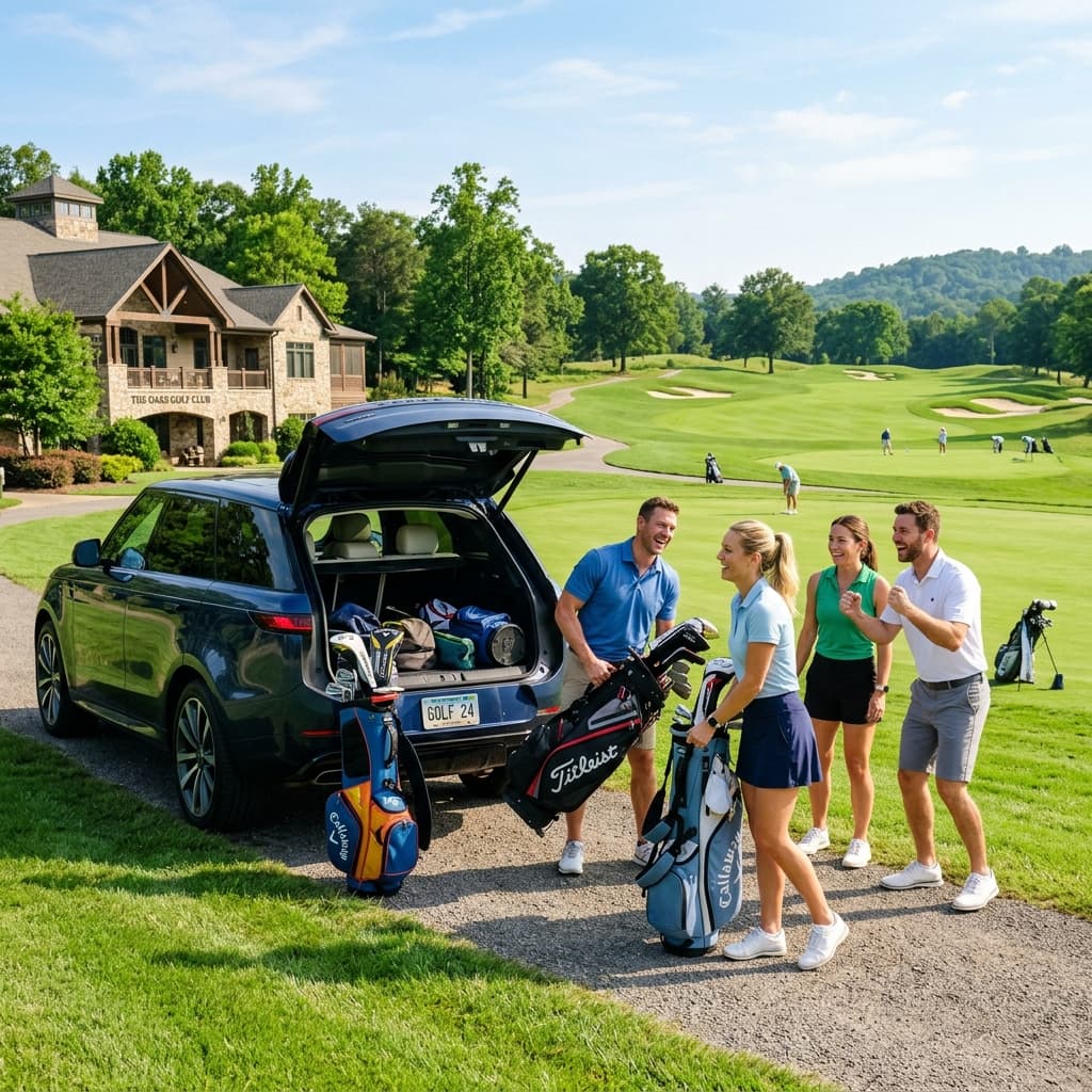 Smart ride-sharing and cost splitting for golf competitions.